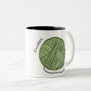 2 Couleurs Tasse verte de tricoteuse de boule de fil