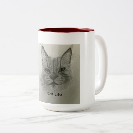 2 Couleurs Tasse Vie de Chat (Devant droit)