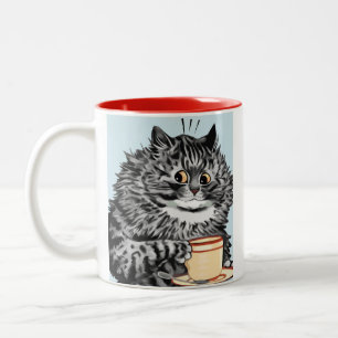 2 Couleurs Tasse vintage de cadeau d'art de chat de tasse de