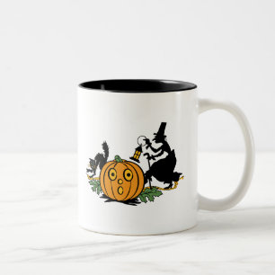 2 Couleurs Tasse vintage de Halloween de sorcière de style