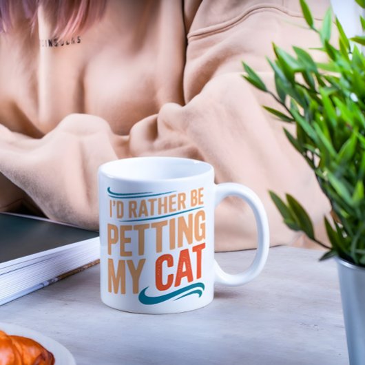 2 Couleurs Tasse vintage « J'aimerais mieux caresser mon chat