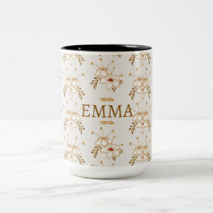 2 Couleurs Tasse vintage marron florale botanique 15oz