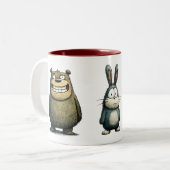 2 Couleurs Trio d'animaux mignons Tasse à café (Devant gauche)
