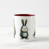 2 Couleurs Trio d'animaux mignons Tasse à café (Centre)