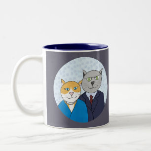 2 Couleurs Une tasse très intéressante de couples de Kitty