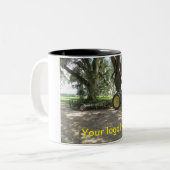 2 Couleurs Vieille tasse de café verte de tracteur (Devant gauche)