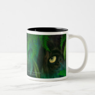 2 Couleurs Yeux de jungle - tasse d'art de panthère et de