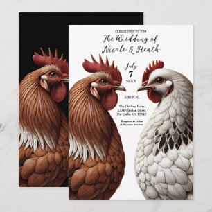 2 Country Chickens Boerderij Bruiloft Kaart