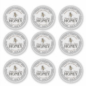 2" Custom Transparent or White Vintage Bee Honey Sticker (Voorkant)