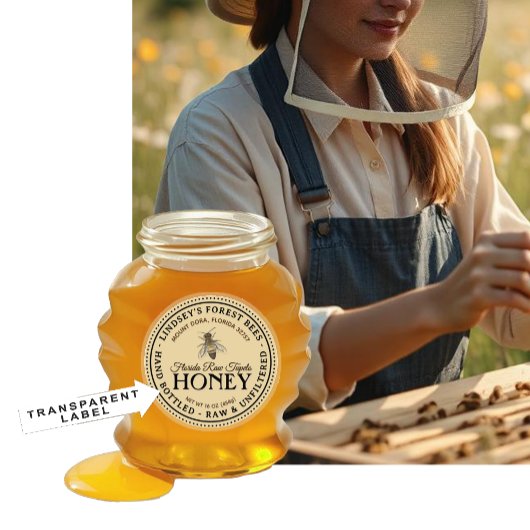 2" Custom Vintage Bee Honey Label Hand Bottled Raw