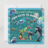 2 Cute 2 Handle Party Rounded Edge Flat Invitation (Voorkant)