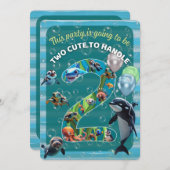 2 Cute 2 Handle Rounded Corner Birthday Invitation (Devant / Derrière)