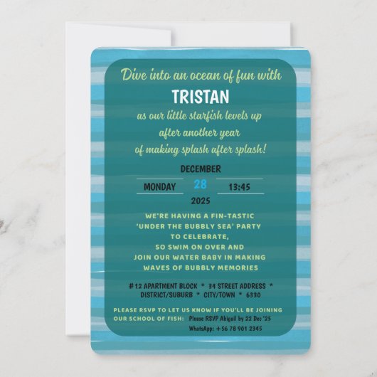 2 Cute 2 Handle Rounded Corner Birthday Invitation (Dos)