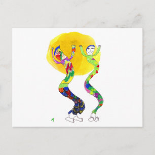 2 dansers dansen in de zon briefkaart