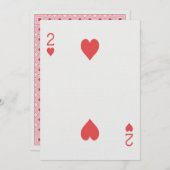 2 de Cœur Carte à Jouer pour les Mariés (Devant / Derrière)