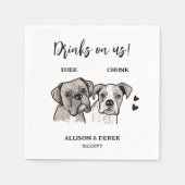 2 Dogs Doodle Drawing Drinken op ons Bruiloft Servet (Voorkant)