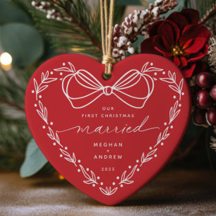 2 Eerste Kerstmis Getrouwd met Kerstmis Keramisch Ornament