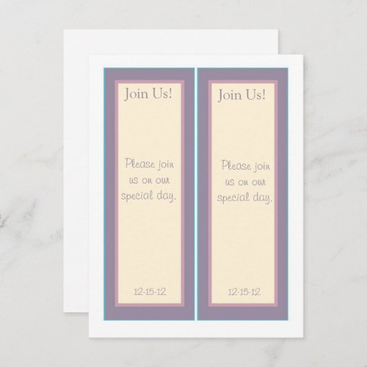 2 Elegante Paarse Bruiloft Opslaan Datum Bladwijze Aankondigingskaart (Voorkant / Achterkant)