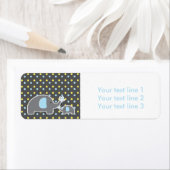 2 Eléphants Baby shower Bleu Étiquettes de adresse (En situation)