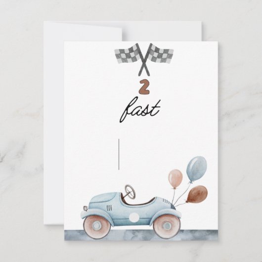 2 enfants rapides course voiture invitation (Devant)