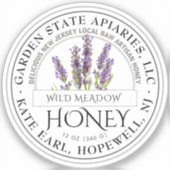 2" Etiket honing met naam en lavender Sticker (Voorkant)