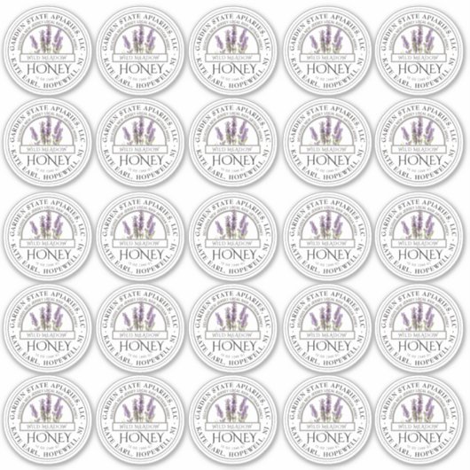 2" Etiket honing met naam en lavender Sticker (Voorkant)