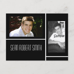 2 faire-part noir et blanc de diplômé de photo