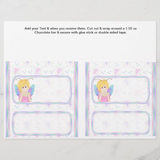 2 Fairy Birthday Custom Snoep Bar wrappers Flyer (Voorkant)