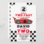 2 Fast Race rode auto thema verjaardagsfeestje Kaart (Voorkant / Achterkant)