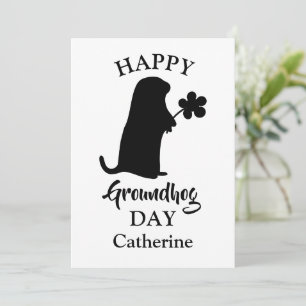 2 februari   Happy Groundhog Day Persoonlijke naam Feestdagenkaart