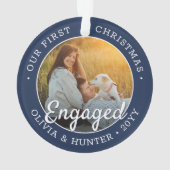 2 Fiançailles photo 1er Noël Marine Bleu & Blanc (dos)