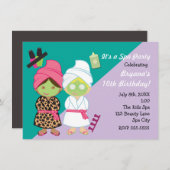 2 Filles Spas Beauté Makeover Party Invitation (Devant / Derrière)