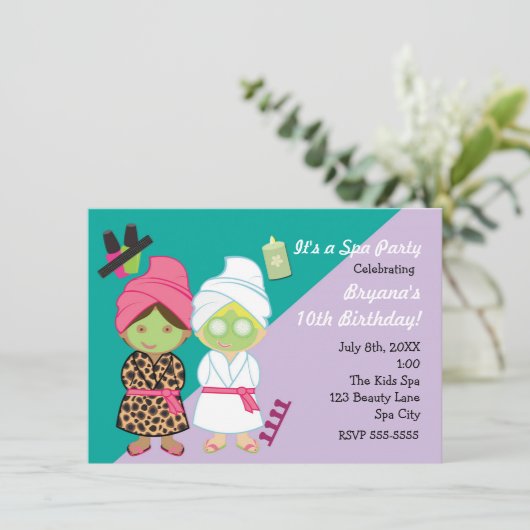2 Filles Spas Beauté Makeover Party Invitation (Debout devant)