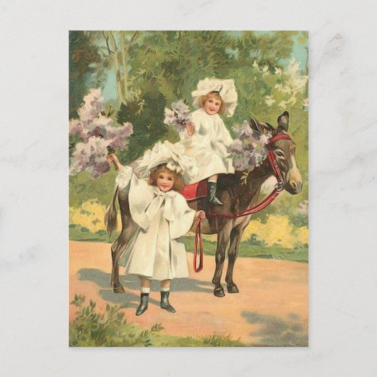 2 Filles victoriennes à cheval Carte postale Vinta (Devant)