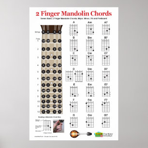 2 Finger Mandolin Chord Chart Praktijk Poster