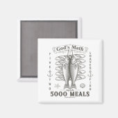 2 Fishes 5 Breads Jesus Feeds The 5000 Christian B Magneet (Voorkant / Achterkant)