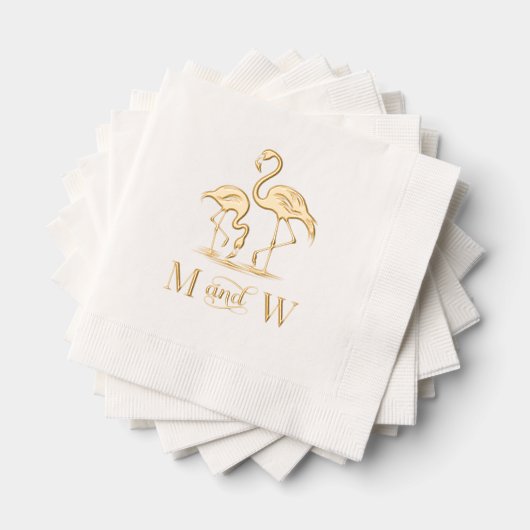 2 Flamants Couple Mariage 2 Monogramme Initial (Insitu (empilé))