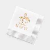 2 Flamants Couple Mariage 2 Monogramme Initial (Gauche)