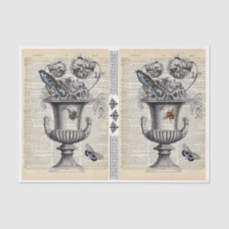 2 Floral Urns op één vel deklaag Tissuepapier