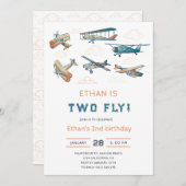2-Fly Vliegtuig Verjaardag - 2e Verjaardag Kaart (Voorkant / Achterkant)