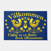 2 Folk Fåglar av en fjäder, Valkommen, goud/blå Deurmat (Voorkant)