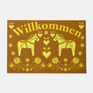 2 Folk Friesian, goud/Brons Willkommen, welkom Deurmat