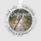 2 Foto 1 Kerstmis Engaged Elegant Faux Marble Ornament (voorkant)