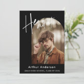 2 Foto Aangepaste Eenvoudige Elegante Afstuderen Aankondiging (Staand voorkant)