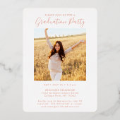 2 Foto Afstudeerfeest Modern Blush Pink & Real Folie Uitnodiging (Achterkant)