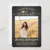 2 Foto Afstudeerscriptie Geborsteld Zwart en Goud Kaart (Voorkant)