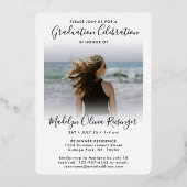 2 Foto Afstuderen Celebration Modern Script Folie Uitnodiging (Achterkant)