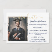 2 Foto Afstuderen Collage Script Navy Blue White Aankondiging (Voorkant)