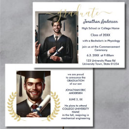 2 Foto Afstuderen Collage Script Navy Blue White Aankondiging