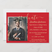 2 Foto Afstuderen Collage Script Rood & Goud Aankondiging (Voorkant)